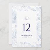Invitation Elegant Blue Floral Wedding Table Number Card (Dos)