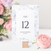 Invitation Elegant Blue Floral Wedding Table Number Card