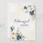 Invitation Elegant Blue Floral Winter Rehearsal Dinner (Dos)