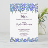 Invitation Elegant Blue Flowers Women's 70th Birthday (Debout devant)