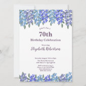 Invitation Elegant Blue Flowers Women's 70th Birthday (Devant)