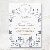 Invitation elegant blue frame Baptism