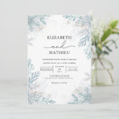 Invitation Elégant Blue Frost Botanical Winter Wedding (Debout devant)