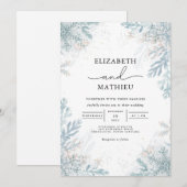 Invitation Elégant Blue Frost Botanical Winter Wedding (Devant / Derrière)