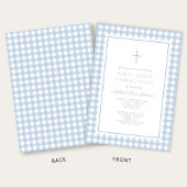 Invitation Elegant Blue Gingham Boy First Communion