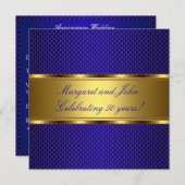 Invitation Élégant Blue Gold 50th Anniversary Party Event (Devant / Derrière)