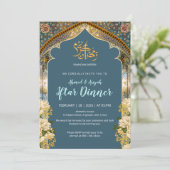 Invitation Elegant Blue & Gold Arch Ramadan Iftar Dinner (Debout devant)