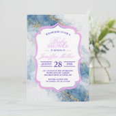 Invitation Elegant Blue Gold Glitter Abstract Flow (Debout devant)