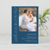 Invitation Elegant Blue Grey 2 Photo Party (Debout devant)