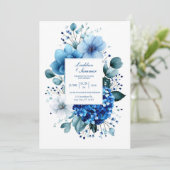 Invitation Elegant Blue Hydrangea Anemone Eucalyptus (Debout devant)