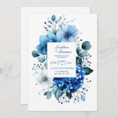 Invitation Elegant Blue Hydrangea Anemone Eucalyptus (Devant / Derrière)