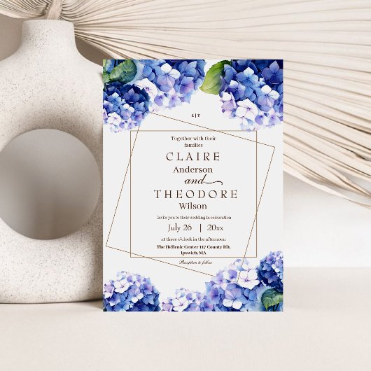 Invitation Elégant Blue Hydrangea Beau Mariage Floral