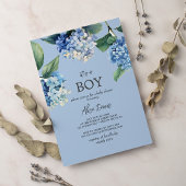 Invitation Elégant Blue Hydrangea C'est un Baby shower garçon