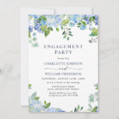 Invitation Élégant Blue Hydrangea Floral ENGAGEMENT PARTY (Devant)