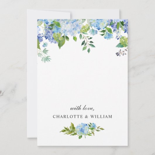 Invitation Élégant Blue Hydrangea Floral ENGAGEMENT PARTY (Dos)