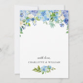 Invitation Élégant Blue Hydrangea Floral ENGAGEMENT PARTY (Dos)