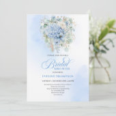 Invitation Elegant Blue Hydrangea Gold Bridal Shower Invite (Debout devant)