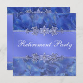 Invitation Elégant Blue Hydrangea Parti de retraite des femme (Devant / Derrière)