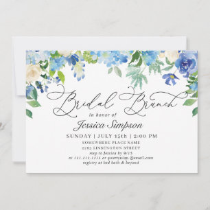 Invitation Elégant Blue Hydrangea Watercolor Brunch nuptial