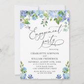 Invitation Elégant Blue Hydrangea Watercolor ENGAGEMENT PARTI (Devant)