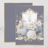 Invitation Elegant Blue Hydrangeas Purple Vintage Wedding (Devant / Derrière)