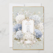 Invitation Elegant Blue Hydrangeas Sage Vintage Wedding (Devant)
