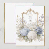 Invitation Elegant Blue Hydrangeas Vintage Wedding (Devant / Derrière)