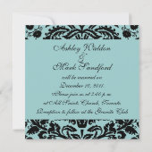 Invitation Elegant Blue Mariage damassé (Dos)