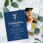 Invitation Elégant Blue Médicale Student Graduation Party