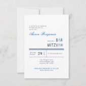 Invitation Elégant Blue Modern Bar Mitzvah (Devant)