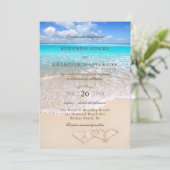 Invitation Elégant Blue Ocean Tropical Beach Mariage (Debout devant)