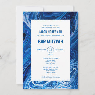 Invitation Elégant Blue Ocean Waves Bar Mitzvah