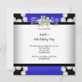 Invitation Elégant Blue Pearl Black White Diamond Anniversair (Dos)