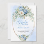 Invitation Elegant Blue Peonies Greenery Bridal Shower Invite (Devant)
