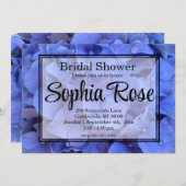 Invitation Elégant Blue periwinkel fleuri Douche nuptiale (Devant / Derrière)