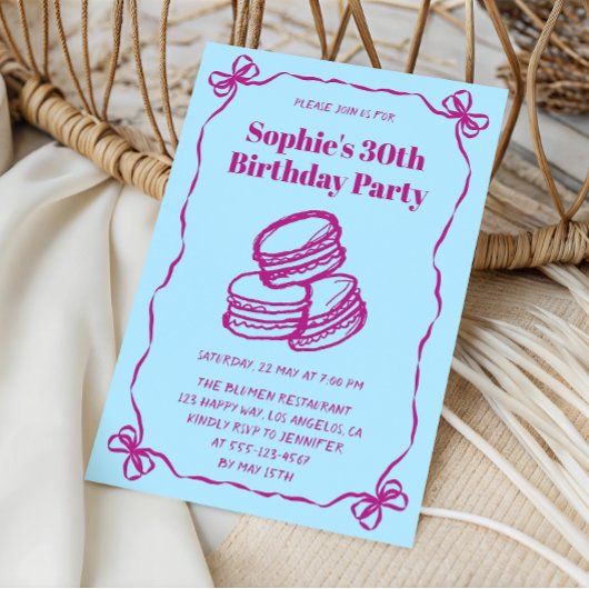 Invitation Elegant Blue & Purple Macaron 30th Birthday Party
