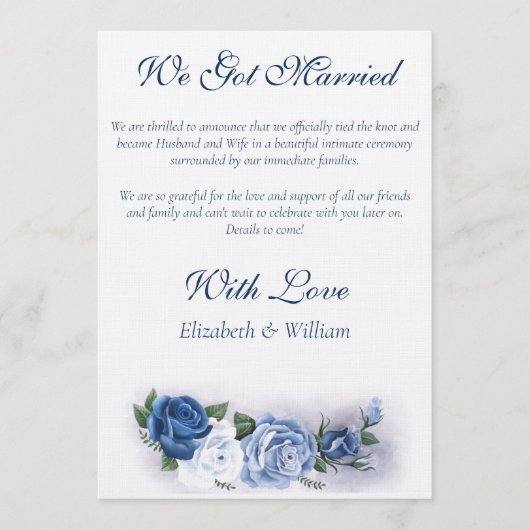 Invitation Elegant Blue Regency Cameo Roses (Devant)