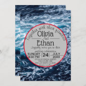 Invitation Elégant Blue Sea Waves Summer Beach Mariage (Devant / Derrière)