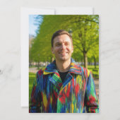 Invitation Elegant Blue Silver Gold 40th Birthday Photo (Dos)