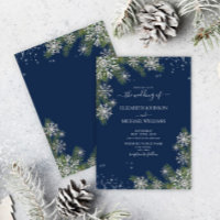 Elégant Blue Silver Snowflake Pine Hiver Mariage