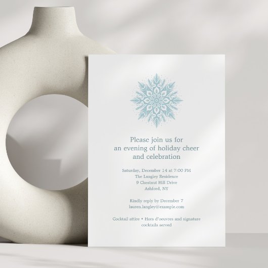 Invitation Elegant Blue Snowflake Simple Christmas Holiday