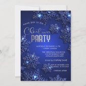 Invitation Elégant Blue Snowflakes Compagnie de Noël (Devant)
