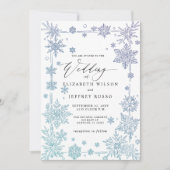 Invitation Elegant Blue snowflakes Winter Wedding (Devant)
