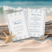 Invitation Elegant Blue Stripe Bachelorette Weekend Itinerary