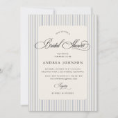 Invitation Elegant Blue Stripes Country Club Bridal Shower (Devant)