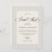 Invitation Elegant Blue Stripes Country Club Bridal Shower (Devant / Derrière)