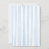 Invitation Elegant Blue Stripes Teddy Bear Baby Shower  (Dos)