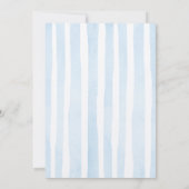 Invitation Elegant Blue Stripes Teddy Bear Baby Shower  (Dos)