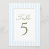 Invitation Elegant Blue Stripes Wedding Table Number (Dos)