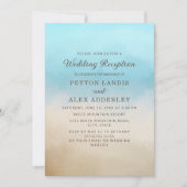 Invitation Elégant Blue Tan Beach Ocean Mariage Réception (Devant)